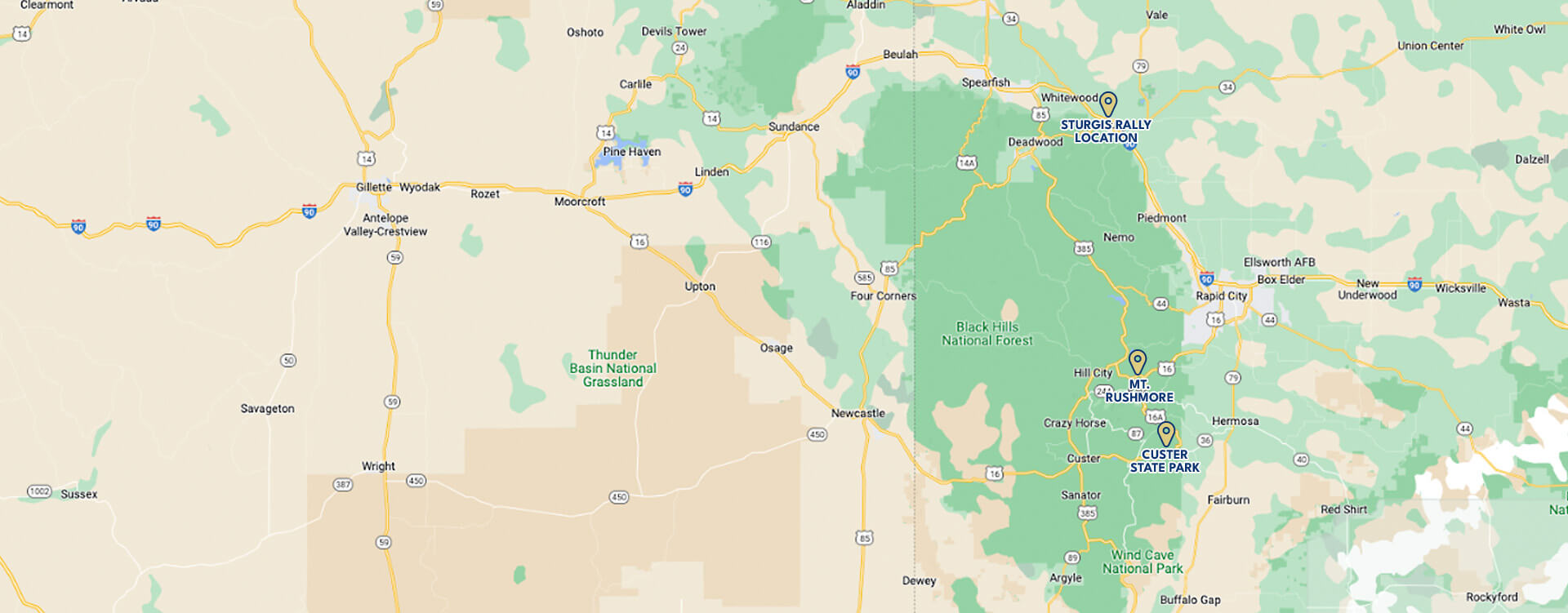 Black Hills area map